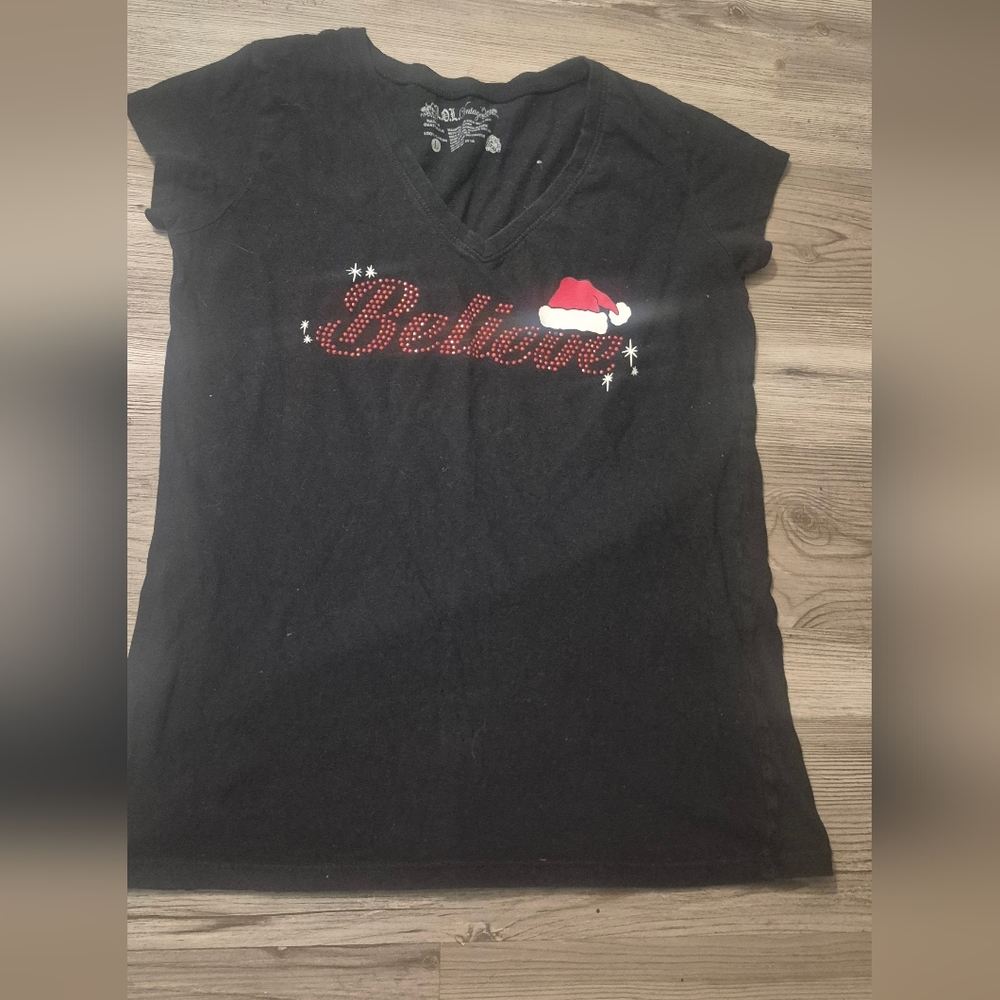 Liquid Blue Black and Red Graphic Cap Sleeve Tee